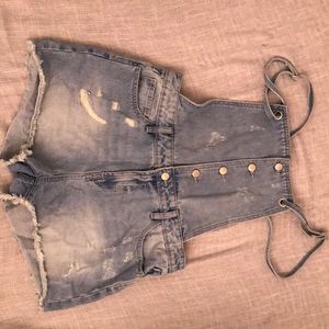 Denim Short Overalls